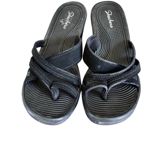 Skechers Rumblers Young at Heart Sandals Yoga Foam Black Women’s Size 9 Summer - Picture 3 of 4